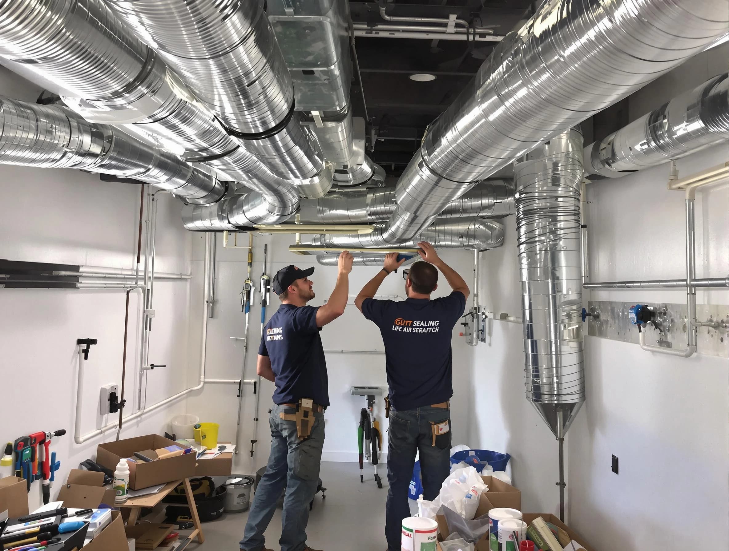 La Cienega Air Duct Cleaning technician applying professional duct sealing solutions in La Cienega