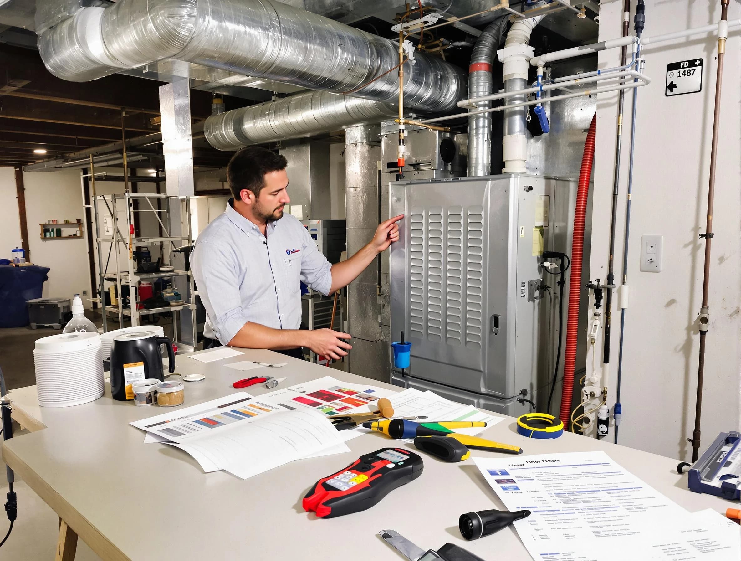 La Cienega Air Duct Cleaning inspector conducting detailed filter system evaluation using professional diagnostic tools in La Cienega