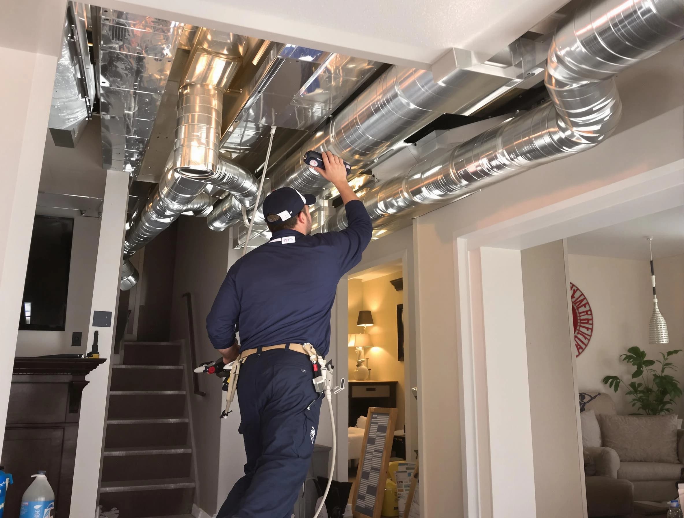 La Cienega Air Duct Cleaning expert performing specialized duct cleaning in a mobile home in La Cienega