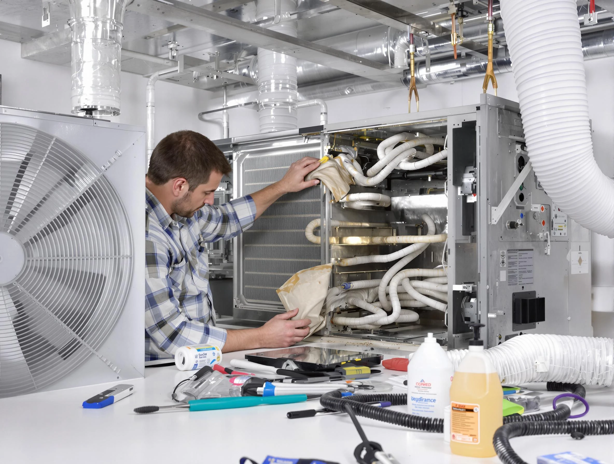 La Cienega Air Duct Cleaning specialist performing precision AC coil cleaning in La Cienega