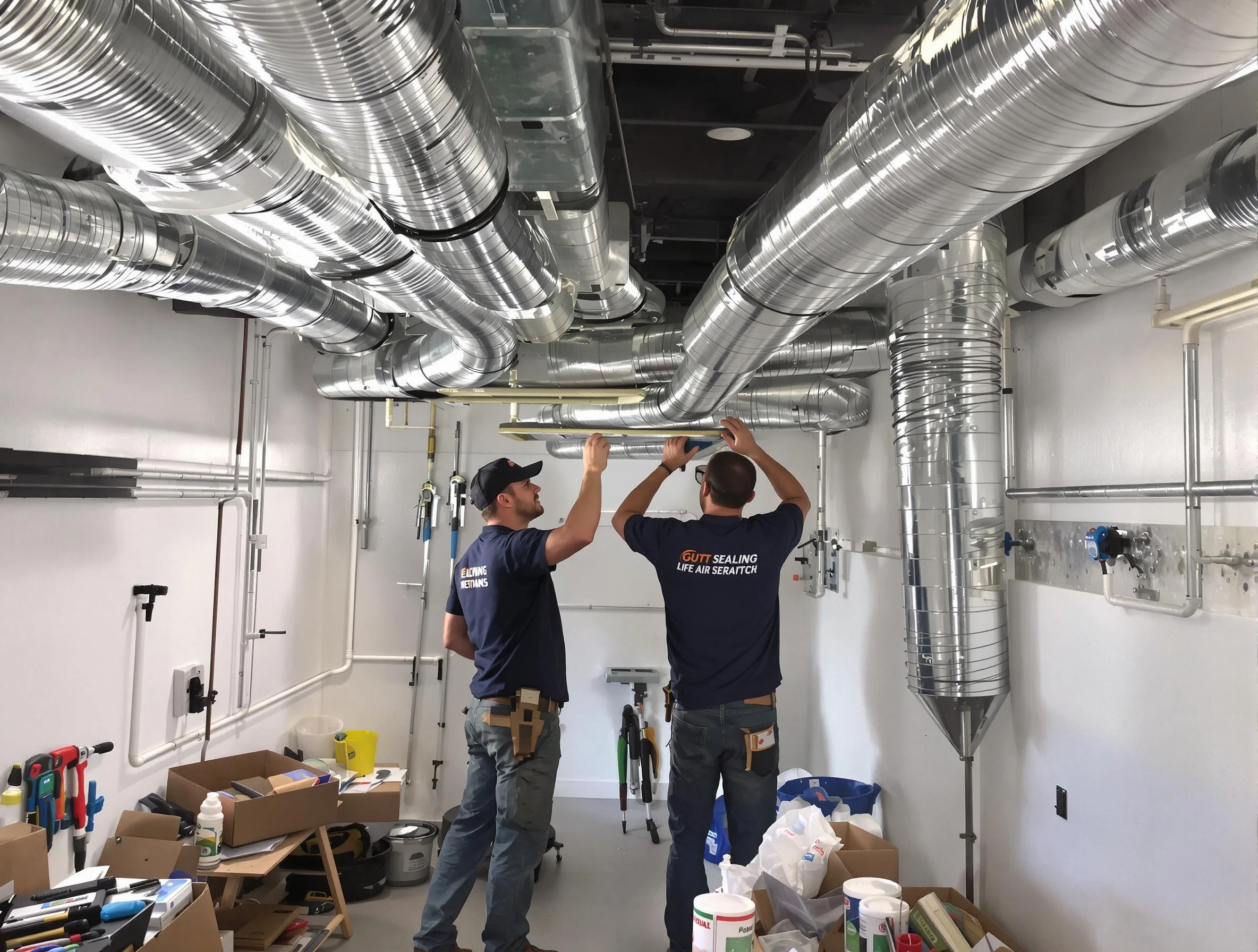 La Cienega Air Duct Cleaning technician applying professional duct sealing solutions in La Cienega