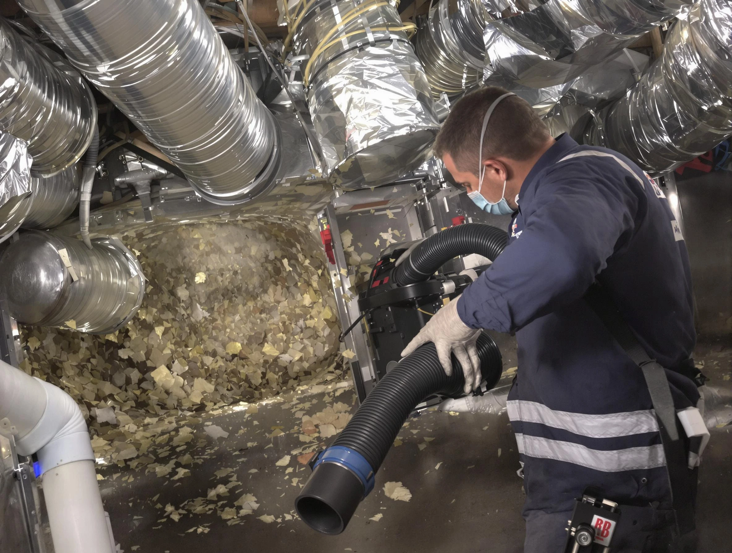 La Cienega Air Duct Cleaning specialist operating negative pressure cleaning equipment for thorough duct maintenance in La Cienega